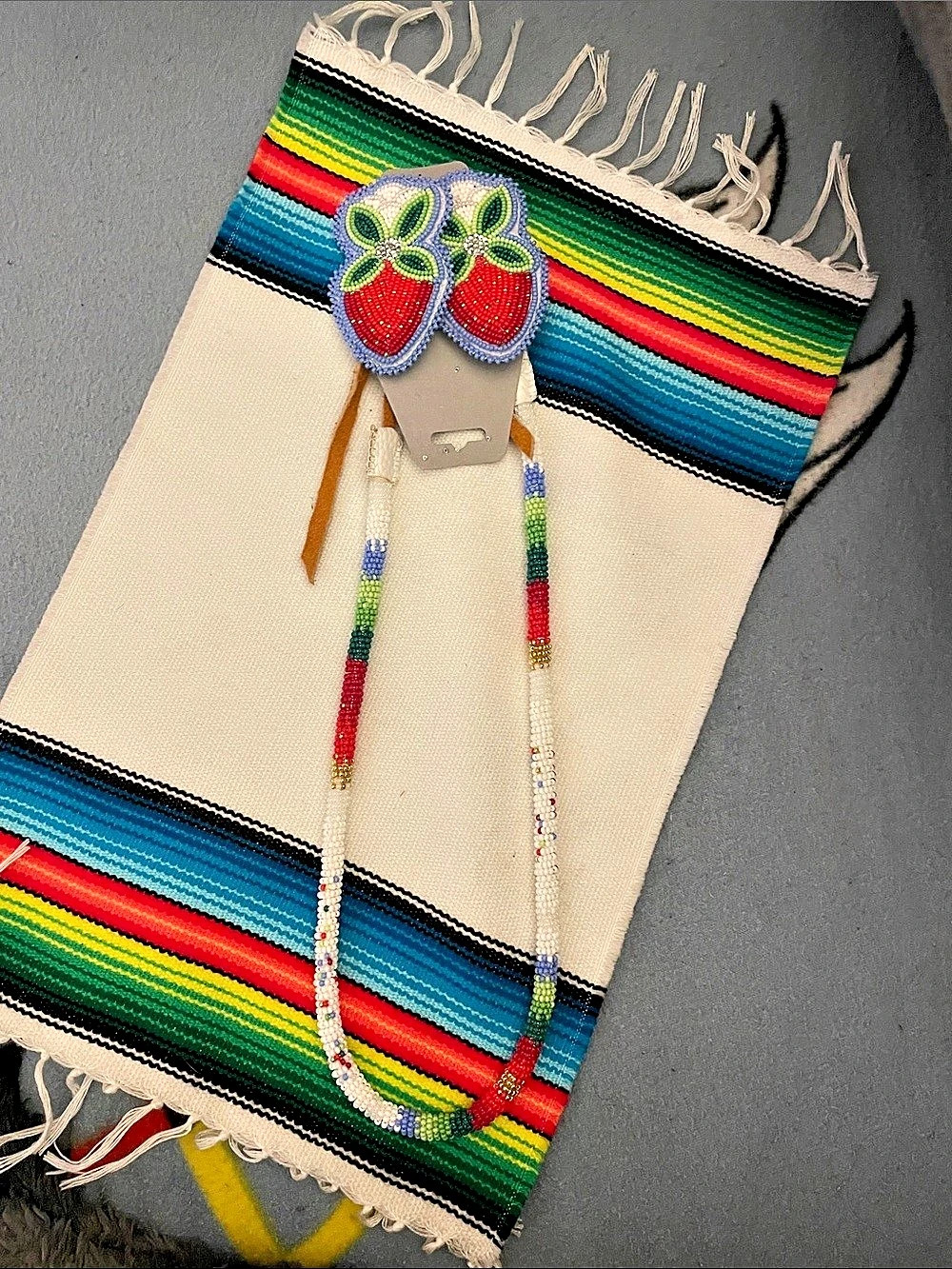 Beaded Strawberry Jewelry Set in Multicolor